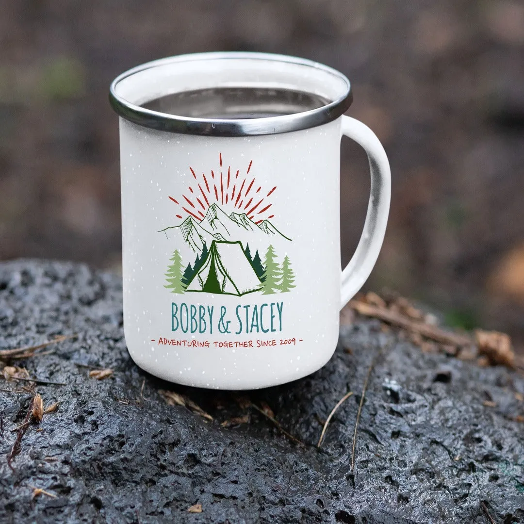 Copy of Customizable Retro Style Adventuring Together 12oz Tin Camping Mug