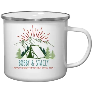 Copy of Customizable Retro Style Adventuring Together 12oz Tin Camping Mug