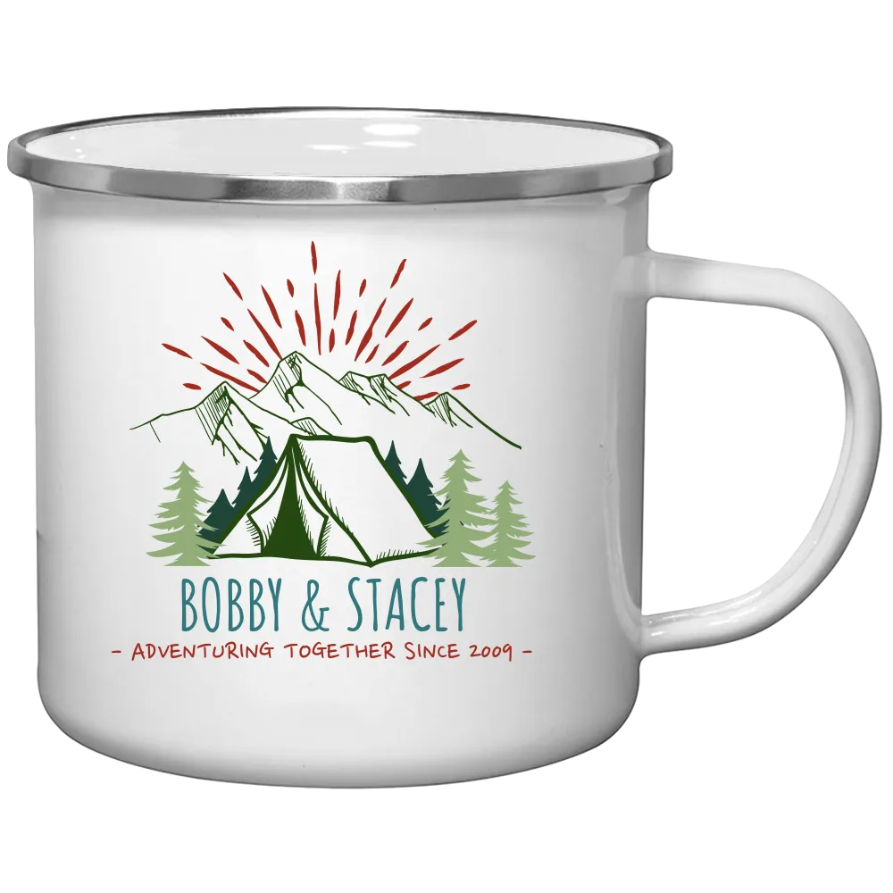 Copy of Customizable Retro Style Adventuring Together 12oz Tin Camping Mug