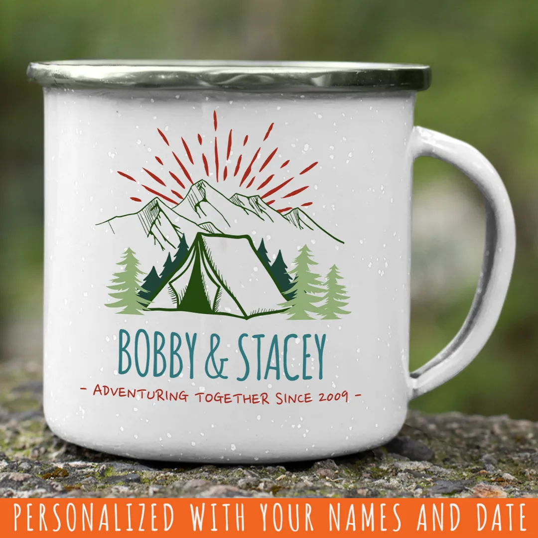 Copy of Customizable Retro Style Adventuring Together 12oz Tin Camping Mug