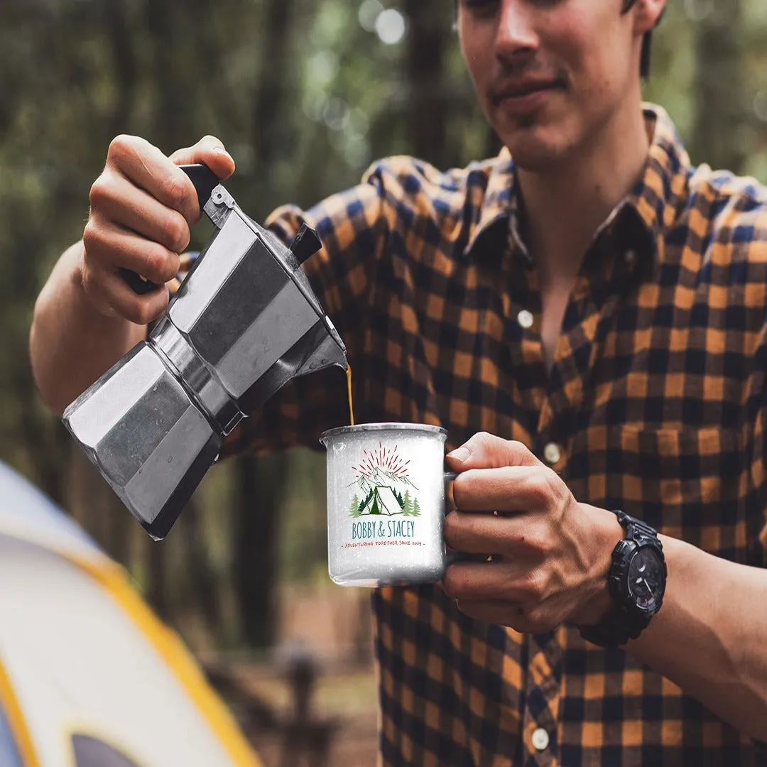 Copy of Customizable Retro Style Adventuring Together 12oz Tin Camping Mug