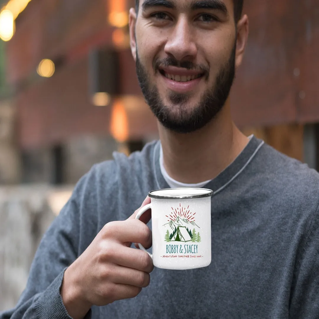 Copy of Customizable Retro Style Adventuring Together 12oz Tin Camping Mug