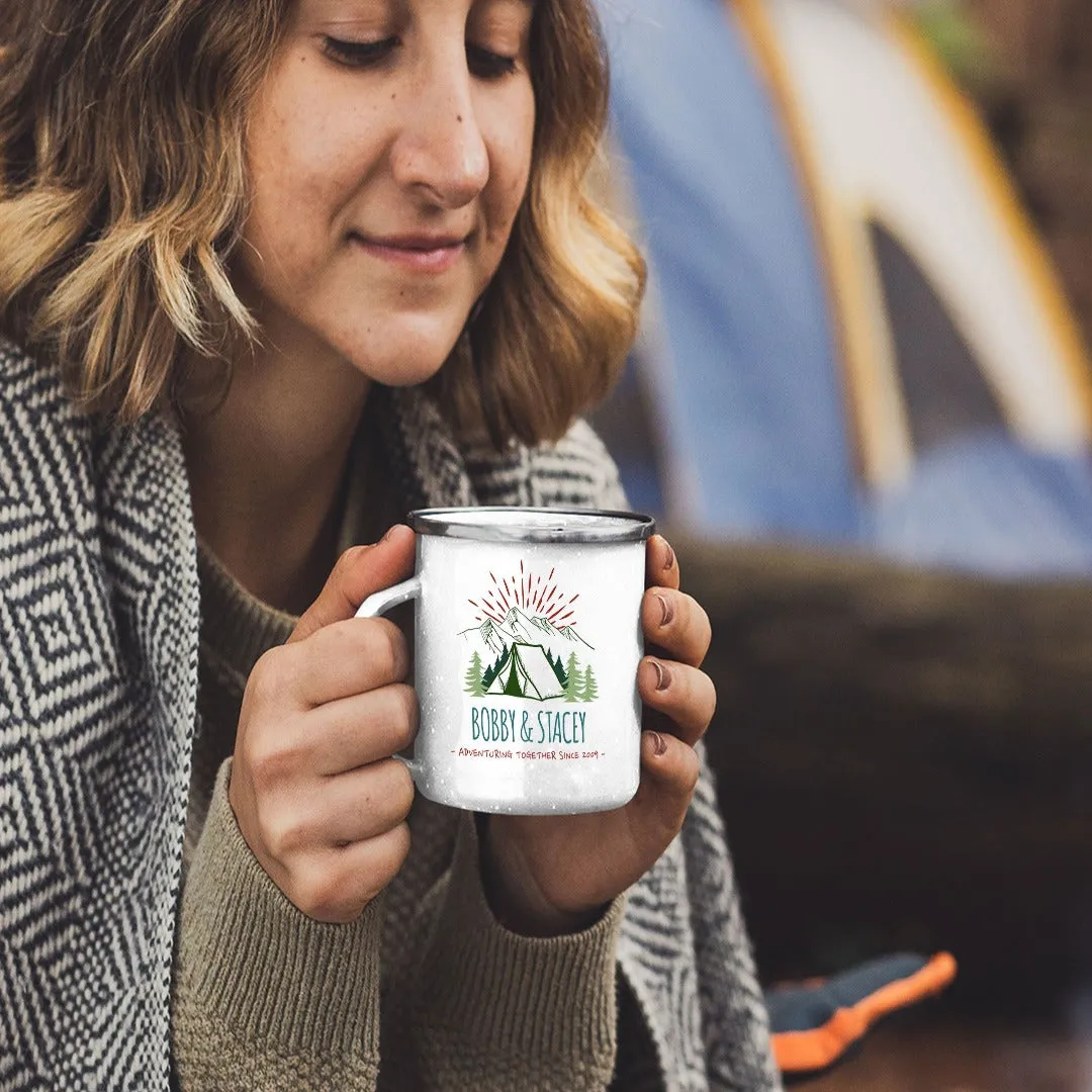 Copy of Customizable Retro Style Adventuring Together 12oz Tin Camping Mug