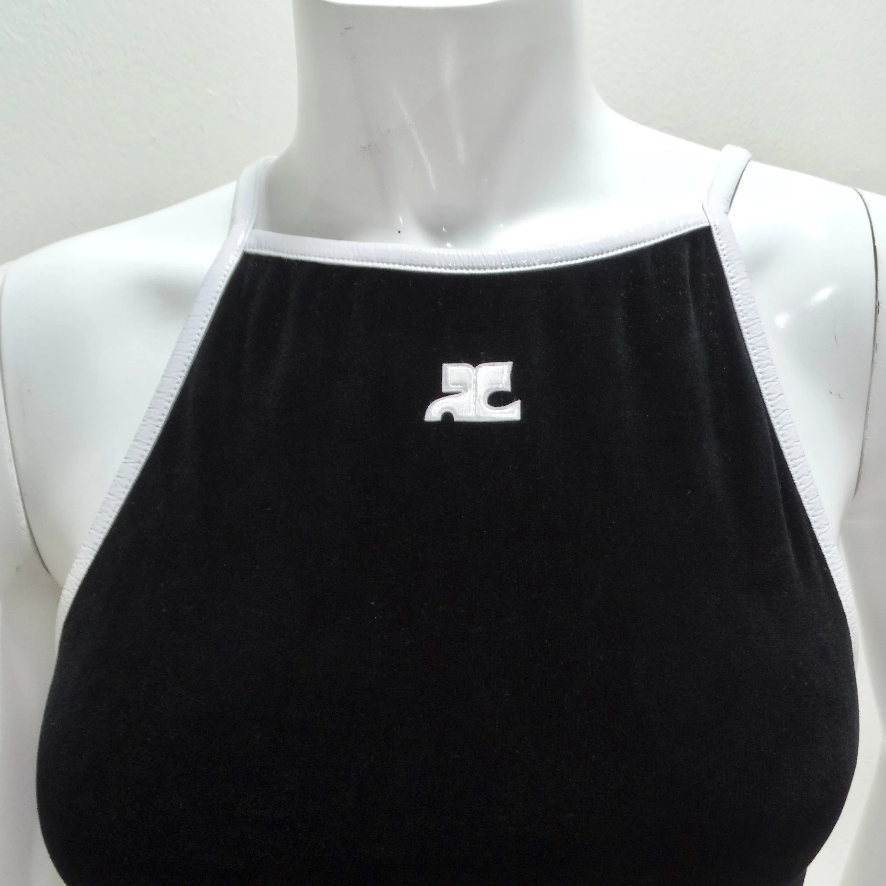 Courrèges Logo Embroidered Black Dress