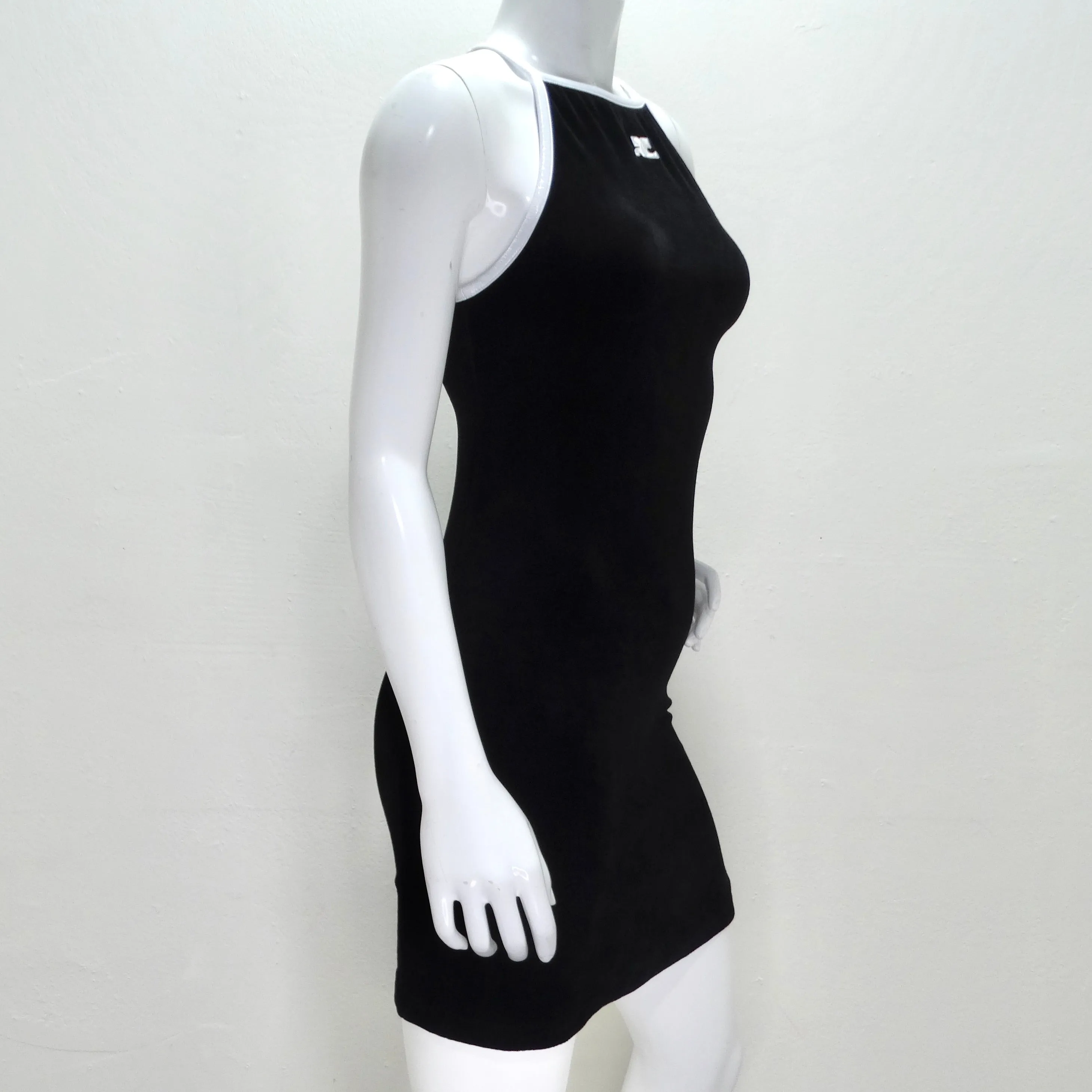 Courrèges Logo Embroidered Black Dress