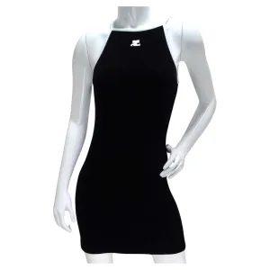 Courrèges Logo Embroidered Black Dress