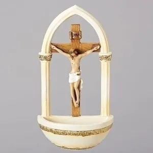 Crucifix Holy Water Font (7")