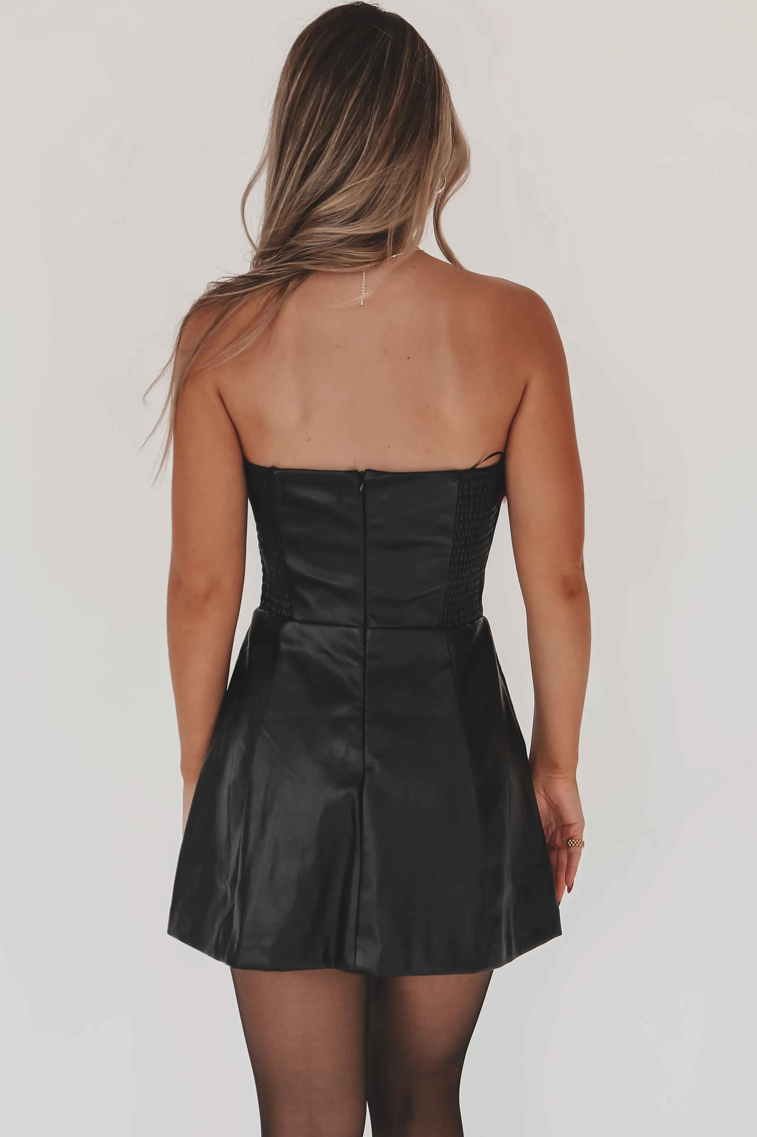 DEAL Baby It's Cold Outside Black Leather Burgundy Fur Trim Romper Dress