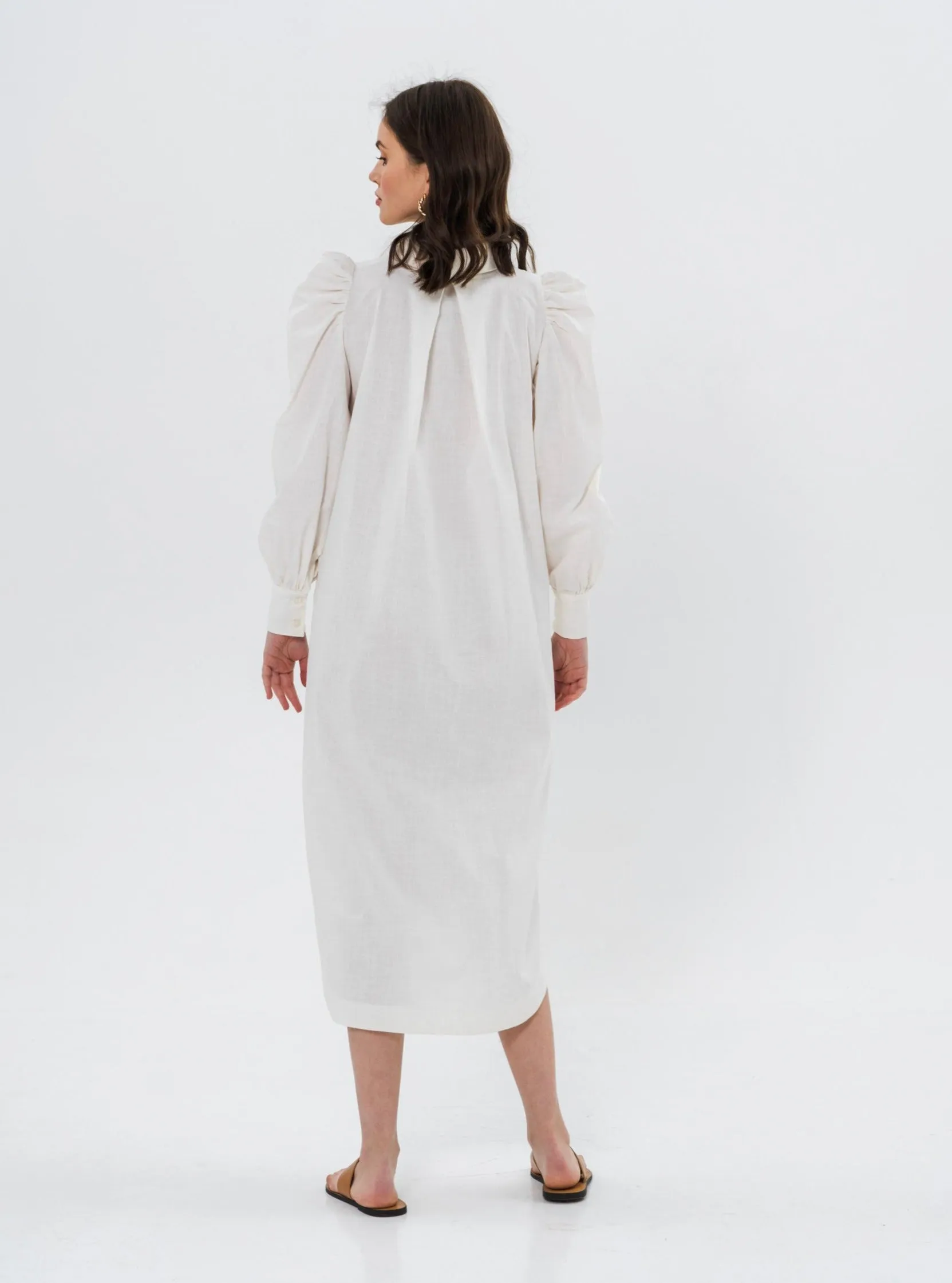 DENIS Shirt Dress in Milky White