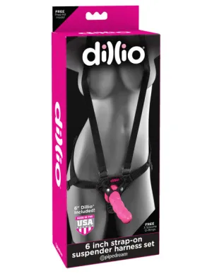 DILLIO 6 INCH STRAP ON SUSPENDER HARNESS PINK