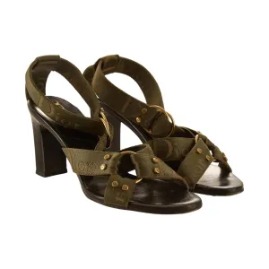Dior Green Strap Logo Heels