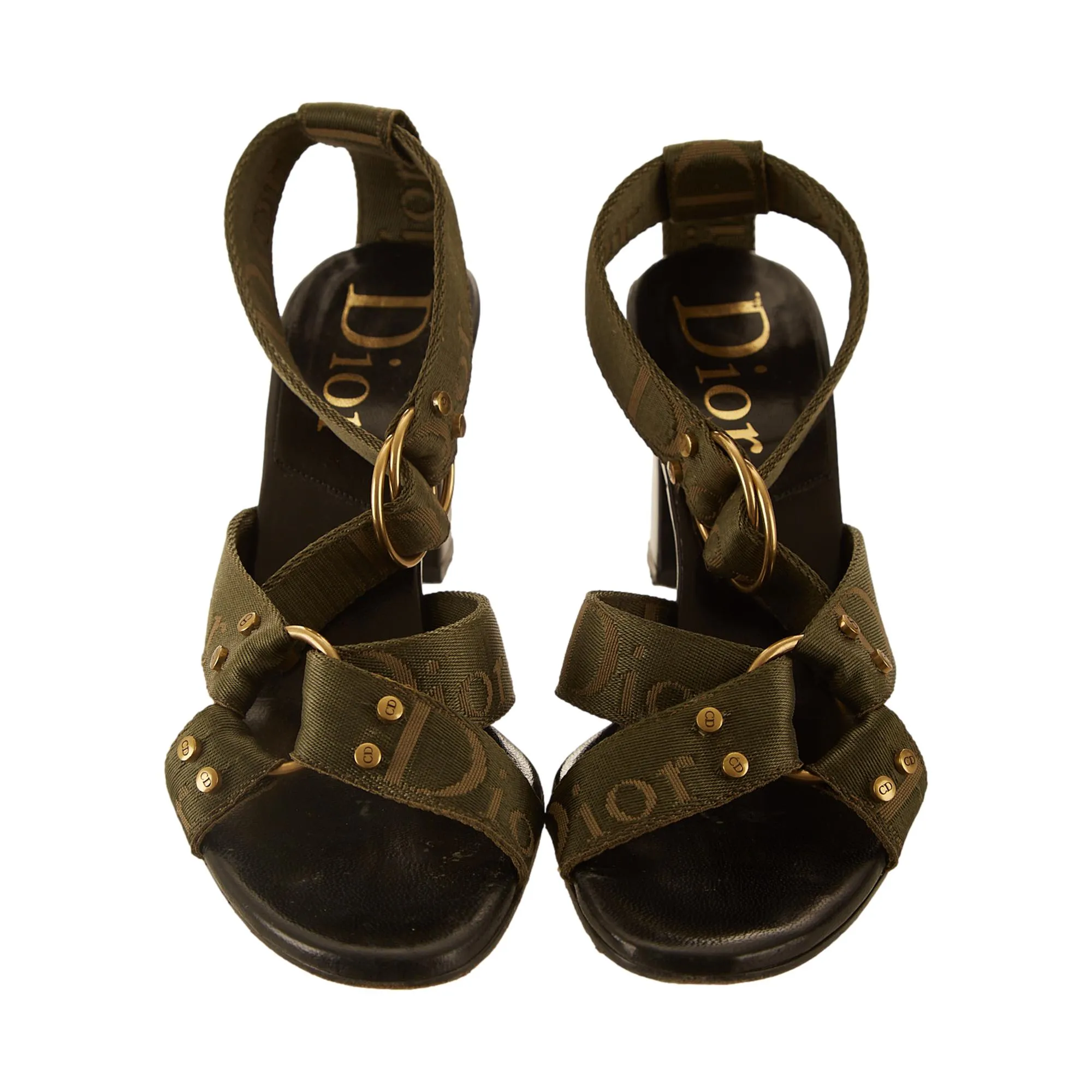 Dior Green Strap Logo Heels