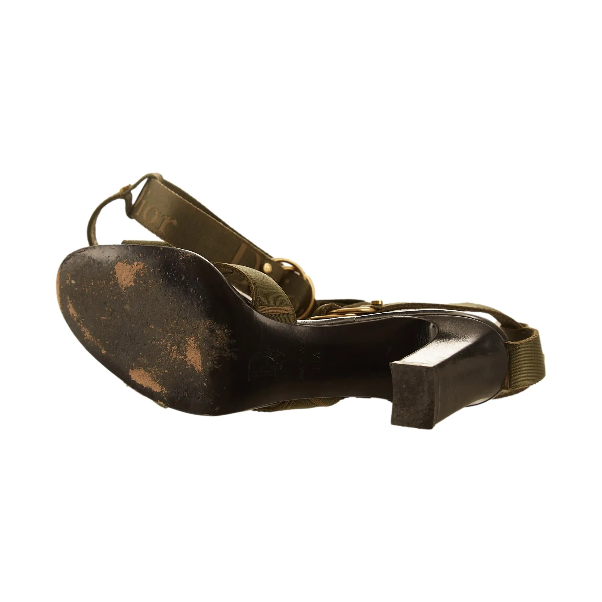 Dior Green Strap Logo Heels