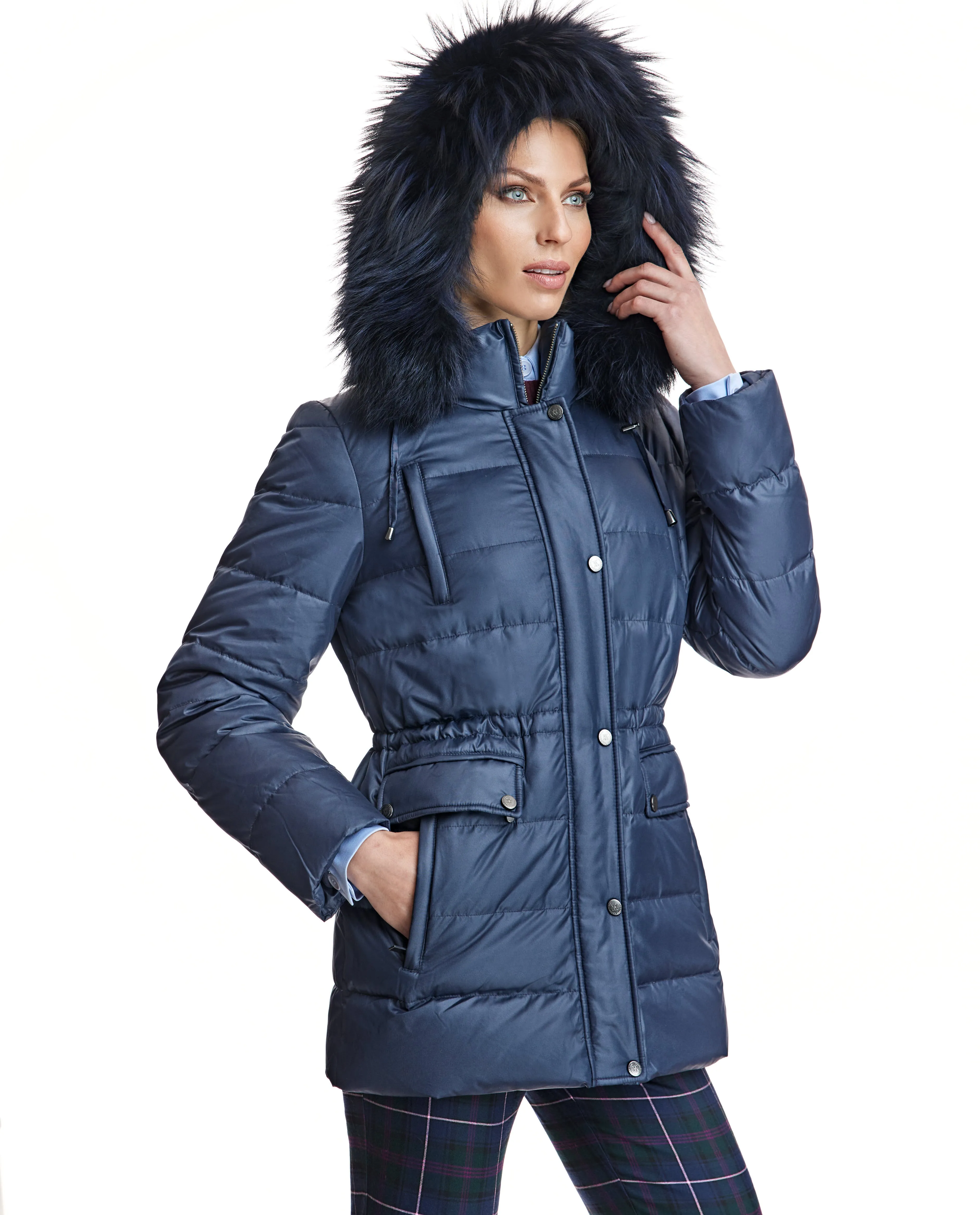 Down Filled Polyester & Fox Trimmed Jacket