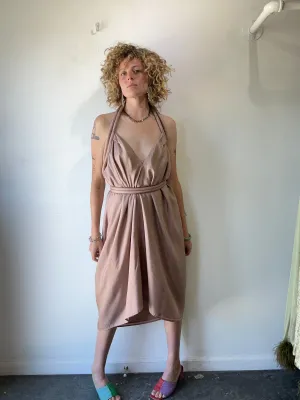 Electric Feathers Infinite Rope Champagne Silk Dress