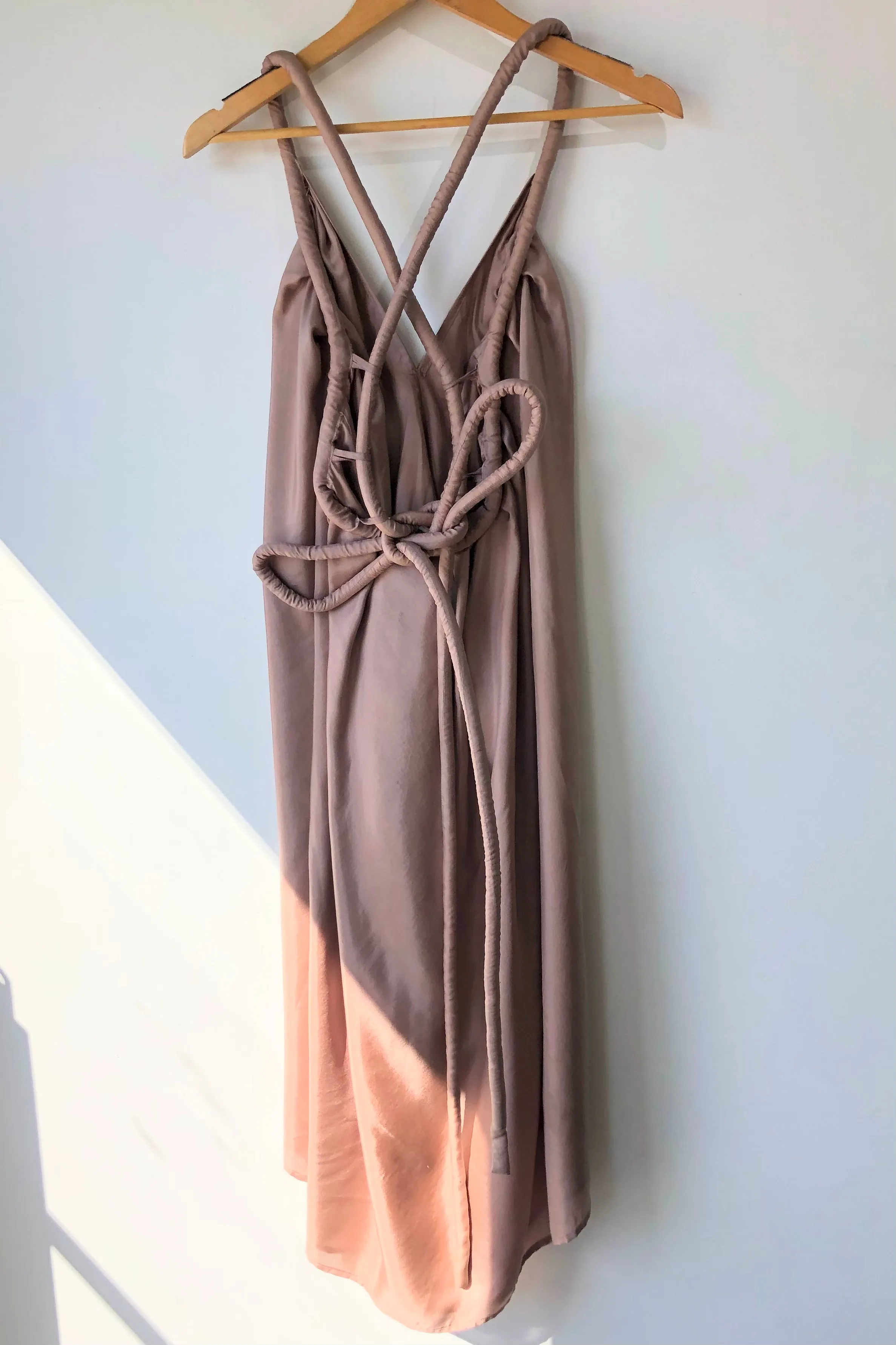Electric Feathers Infinite Rope Champagne Silk Dress