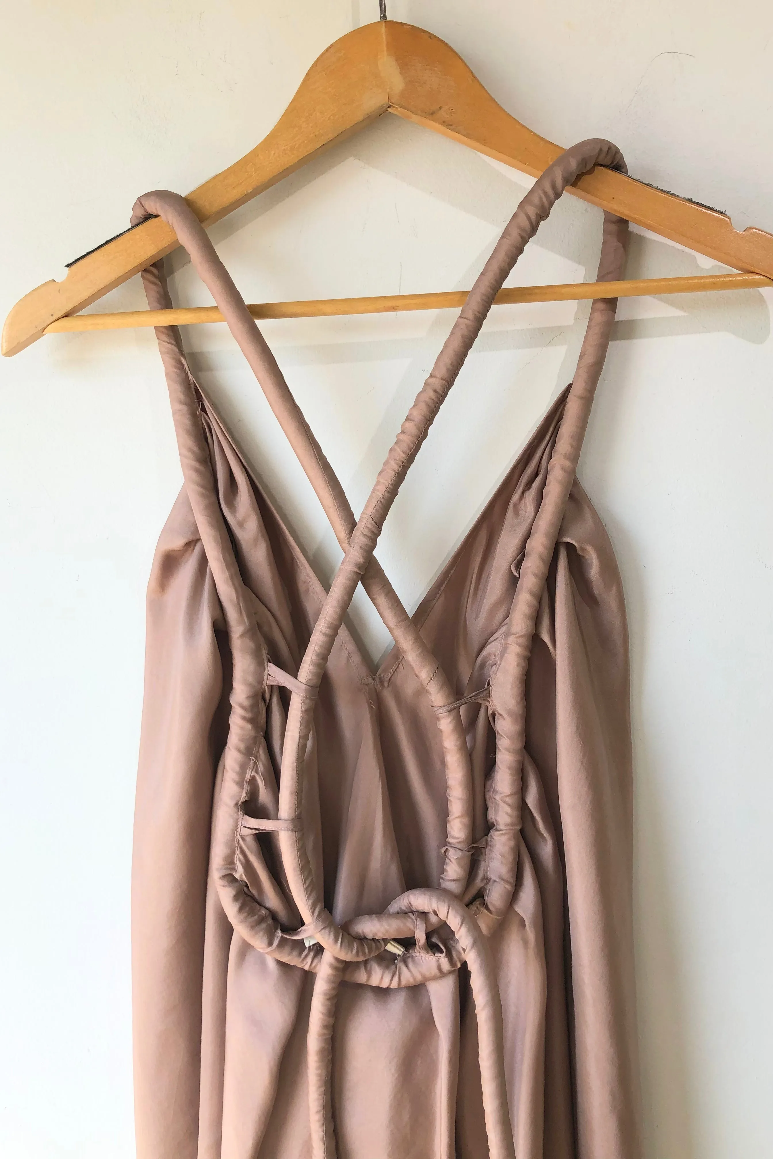 Electric Feathers Infinite Rope Champagne Silk Dress