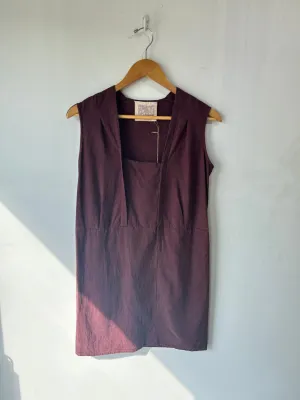 Electric Feathers Maroon Raw Silk Dress