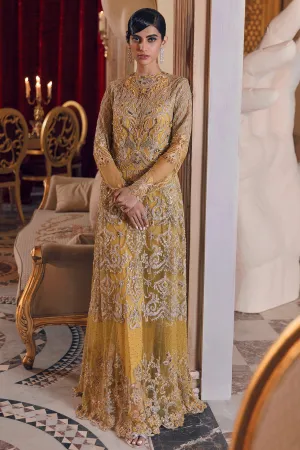Elegant Maxi Dress Pakistani In Yellow Color #PF148
