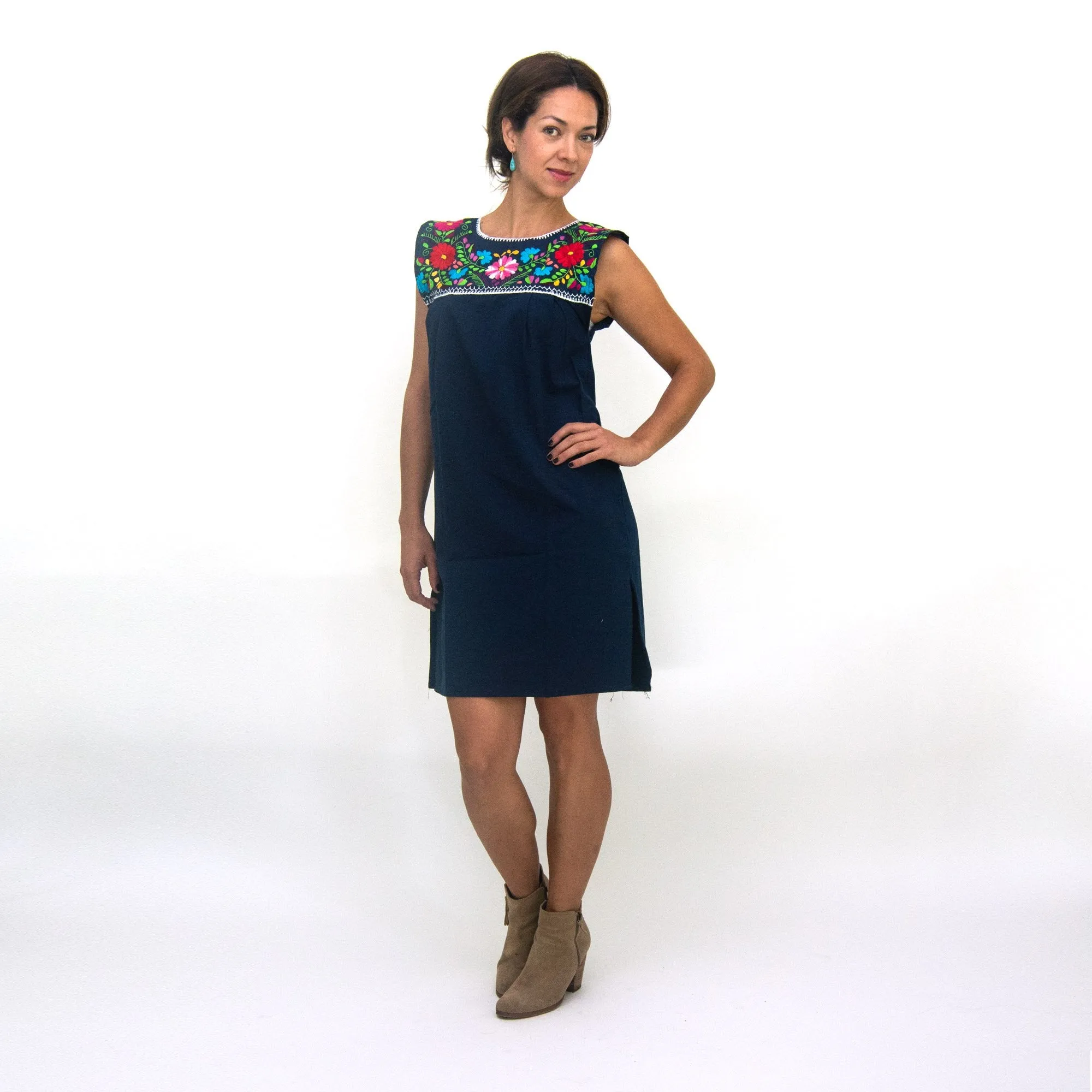 Elvira, Hand Embroidered Mexican Loose Dress