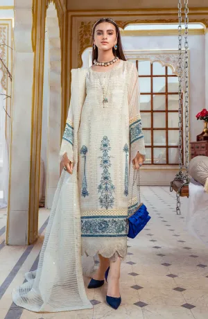 Embroidered Salwar Kameez Trouser Dupatta in Organza Fabric