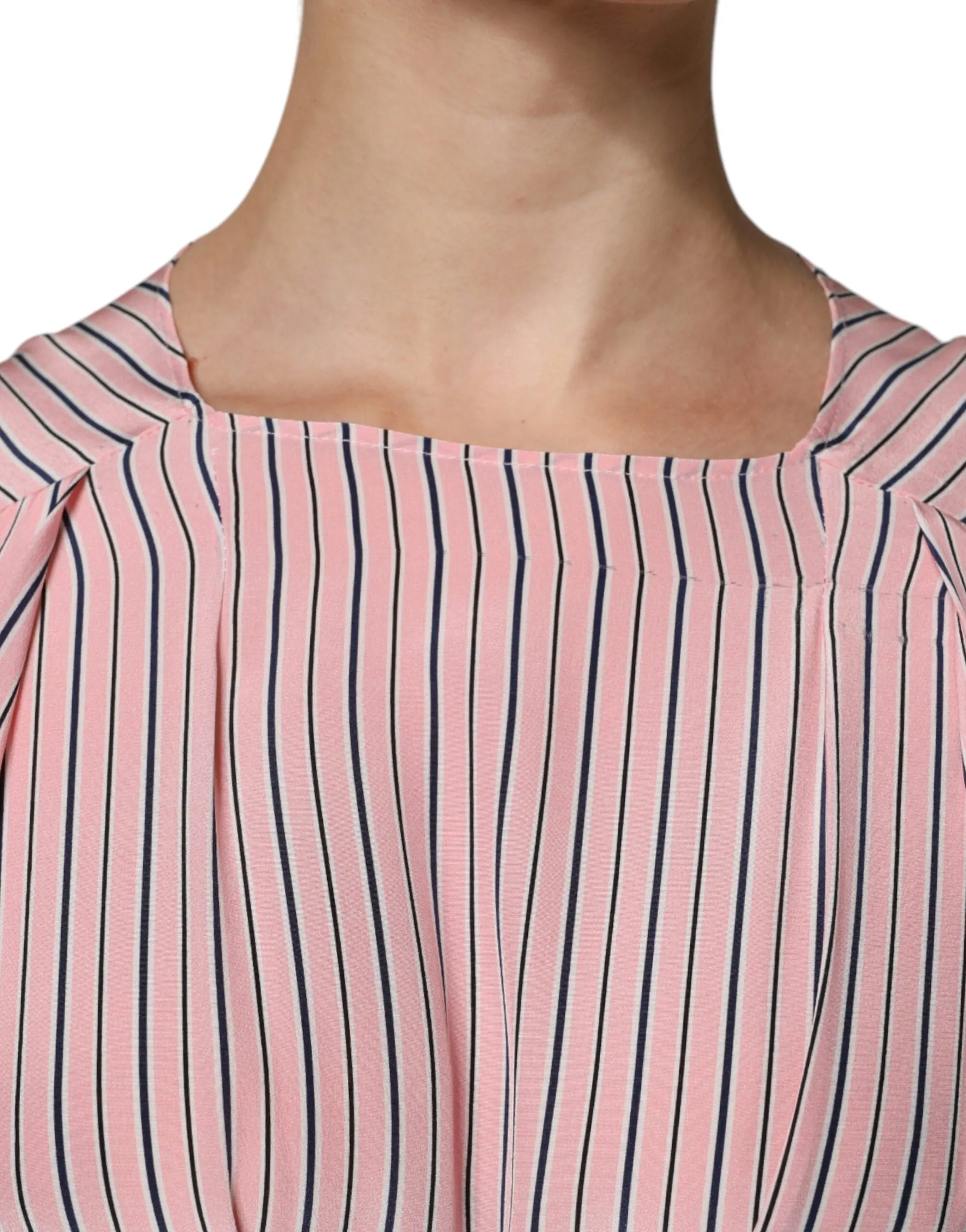 ERMANNO SCERVINO Women Pink Dress 100% Silk Striped A-Line Bodycon Wrap Sz IT 42