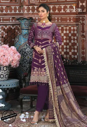 Fancy Eid Lawn Outfit in Plum Color #M0087