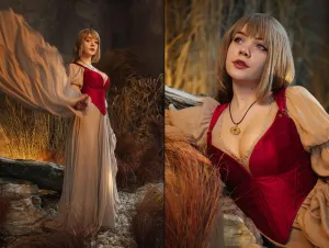 Fantasy dress with Red silk corset