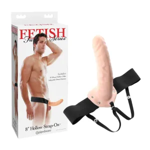 Fetish Fantasy Series Hollow Strap-On Dildo and Adjustable Harness 8in - Vanilla