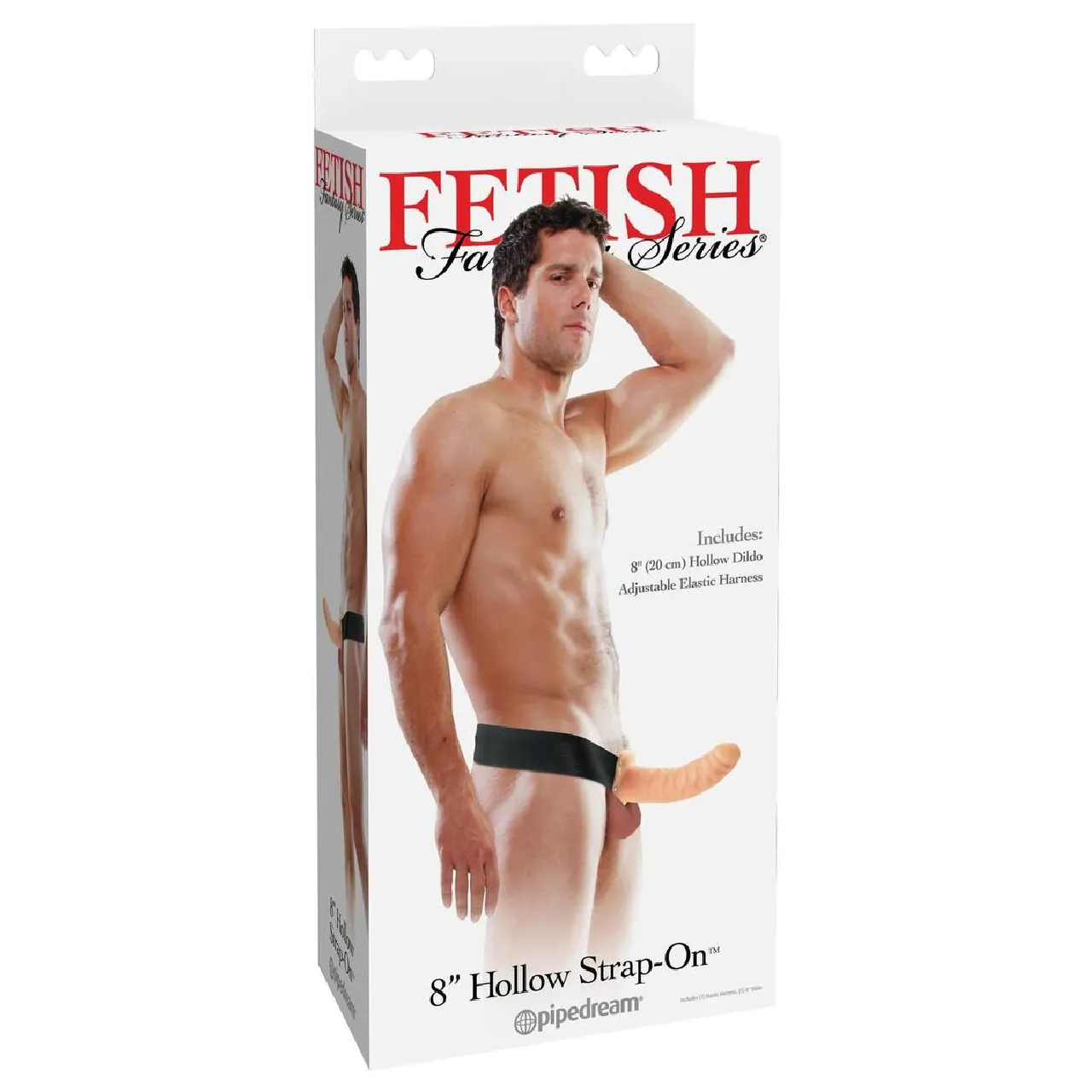 Fetish Fantasy Series Hollow Strap-On Dildo and Adjustable Harness 8in - Vanilla
