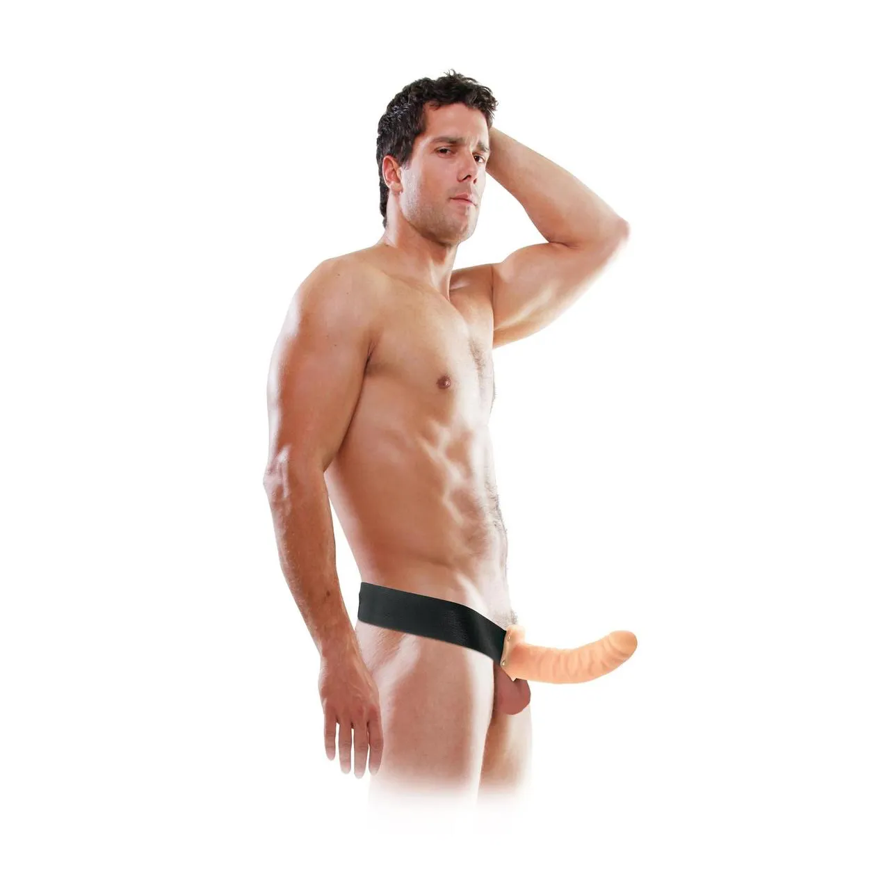 Fetish Fantasy Series Hollow Strap-On Dildo and Adjustable Harness 8in - Vanilla