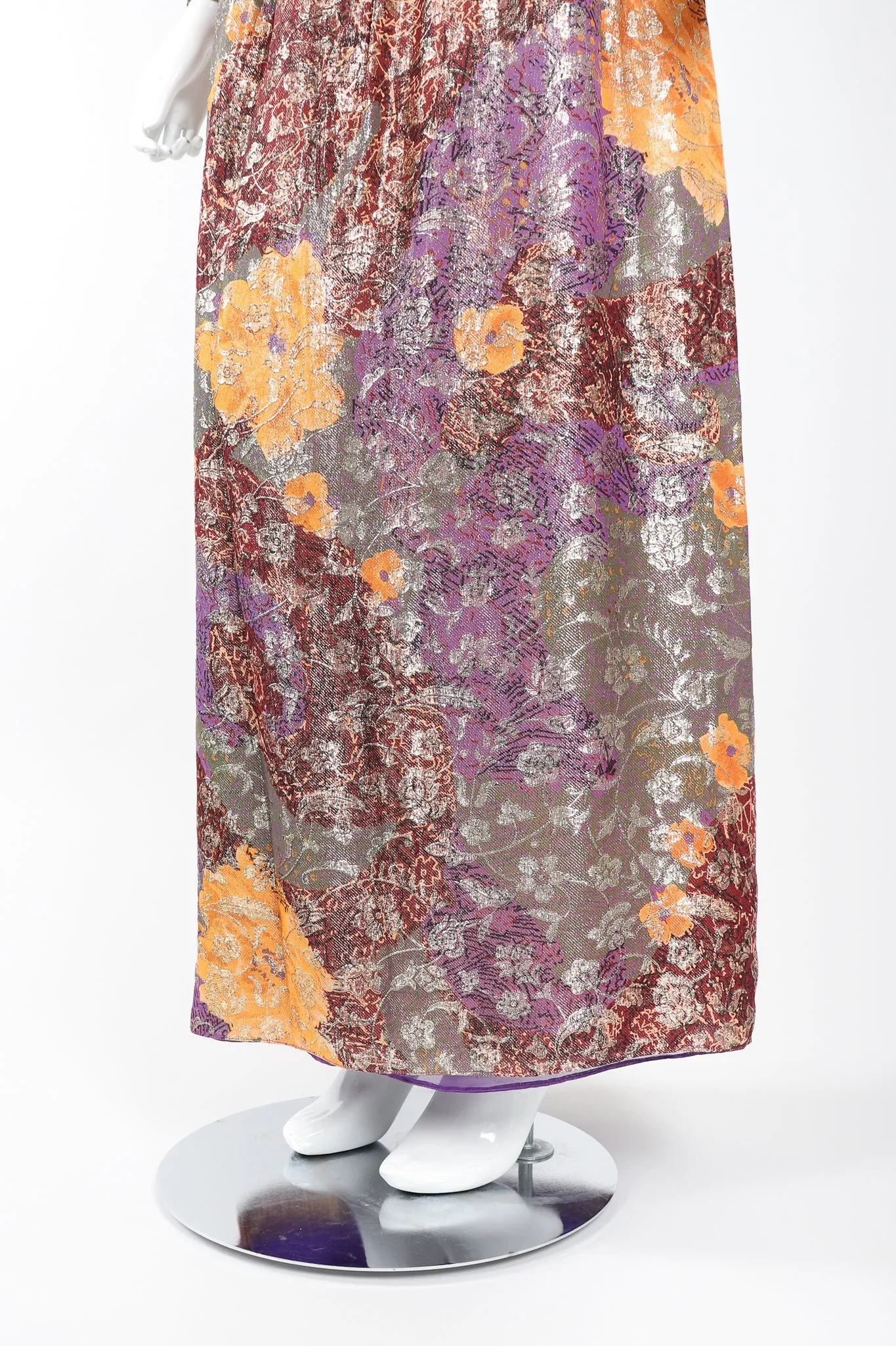 Floral Lamé Pointed Shoulder Dress