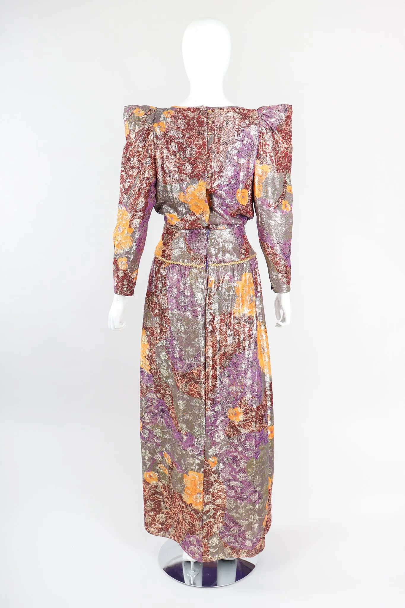 Floral Lamé Pointed Shoulder Dress
