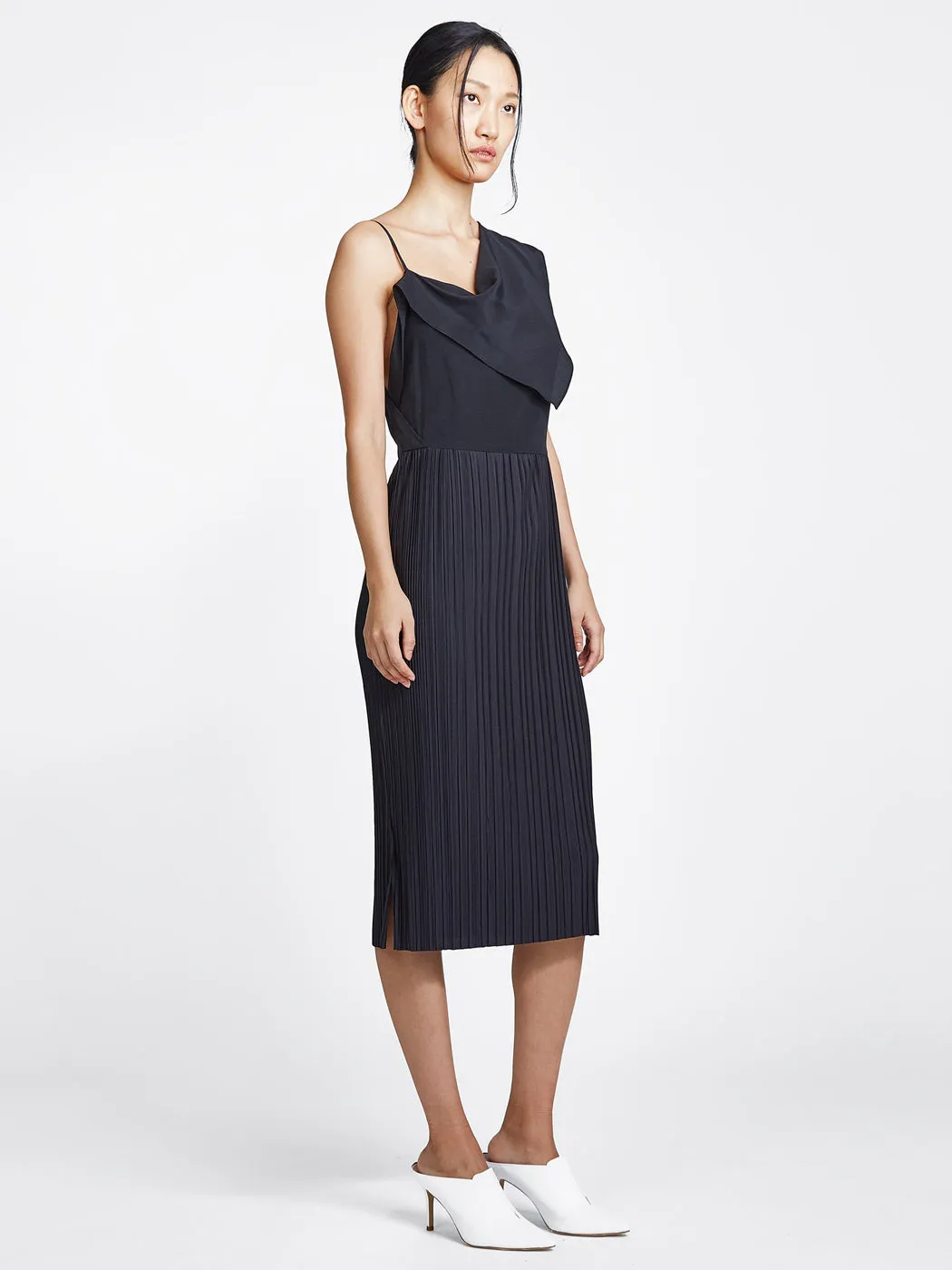 Front Drape Pleat Dress