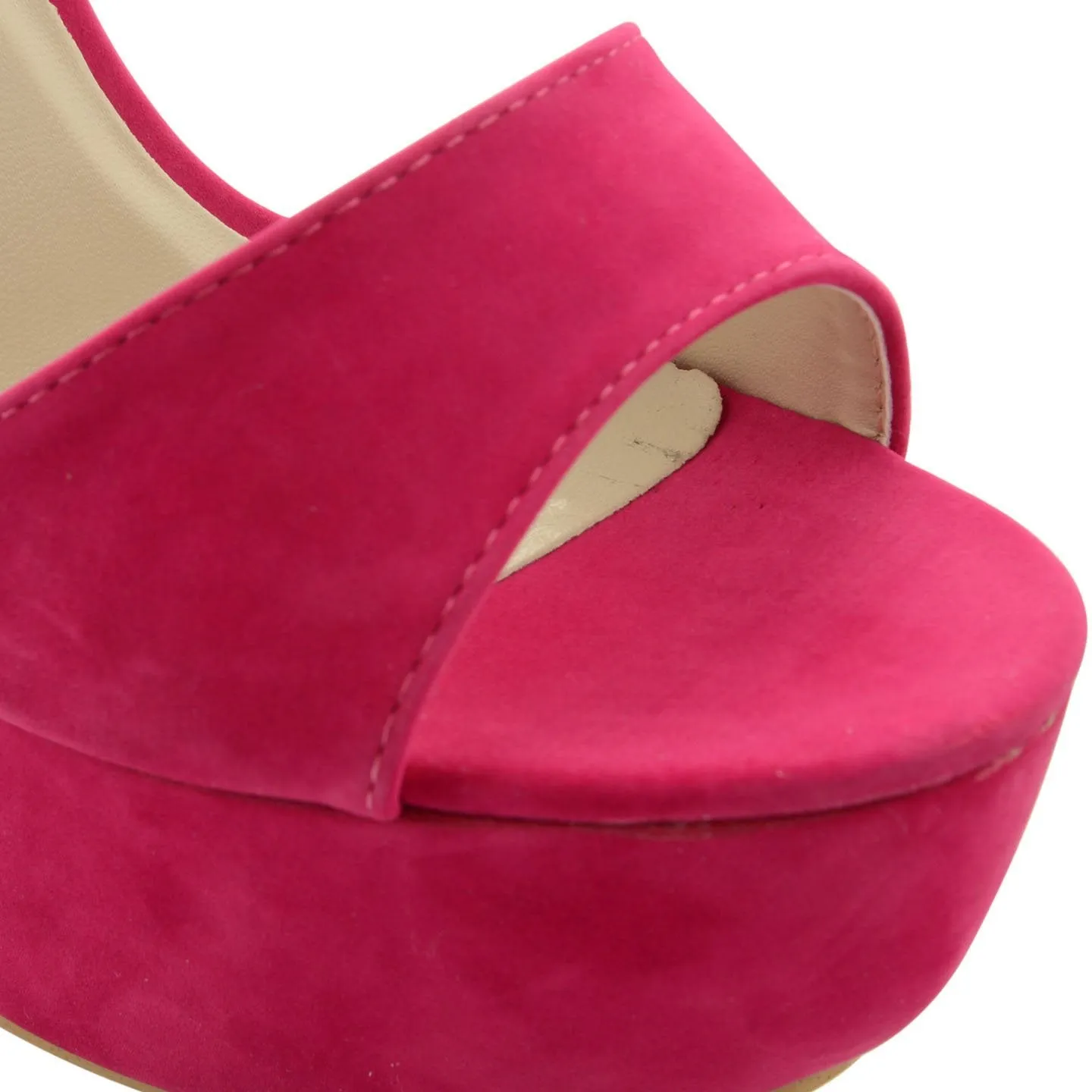 Fuchsia Cross Over Strap Platform Heels - Martha