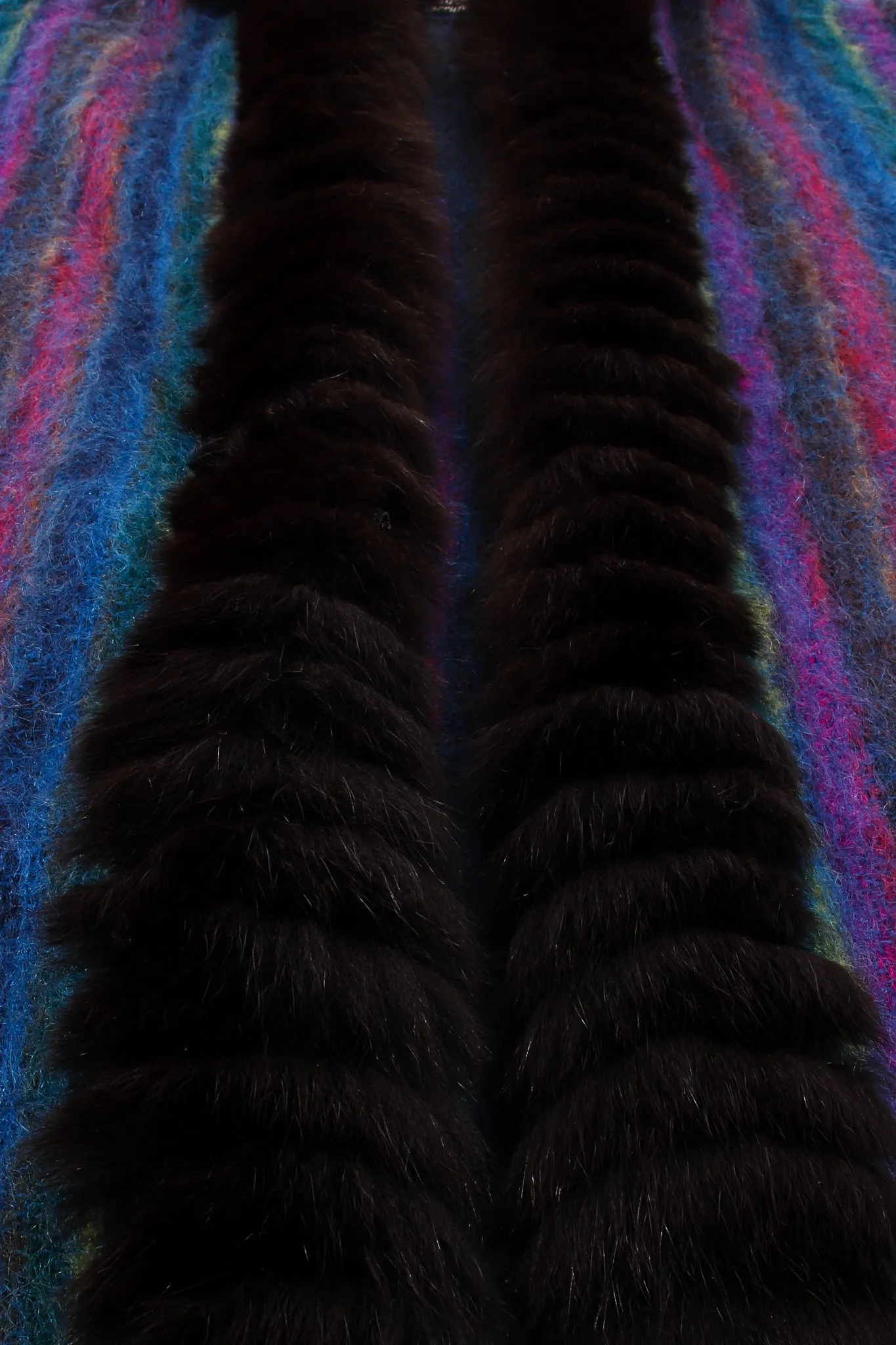 Fur Stripe Poncho Cape