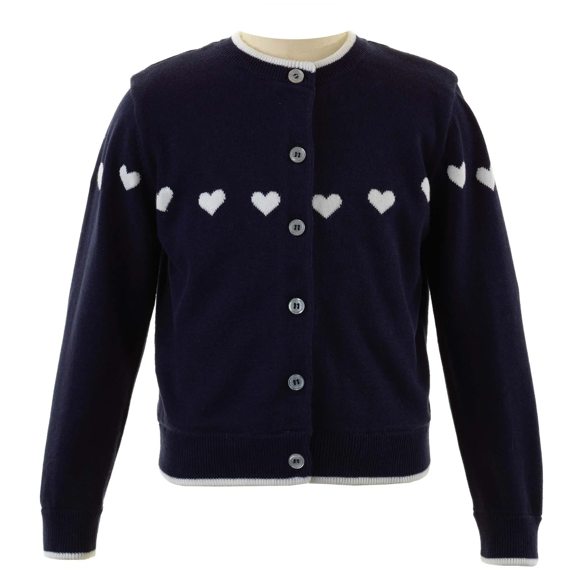 Girls Heart Intarsia Cardigan