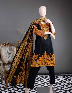 GK-1B - Metallic Flora  |  Unstitched Printed & Embroidered Khaddar Dress