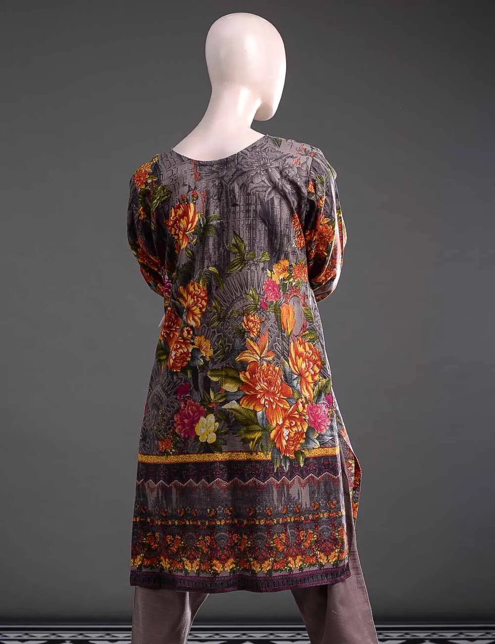 GK-5A - Classically Intricate   |  Unstitched Printed & Embroidered Khaddar Dress