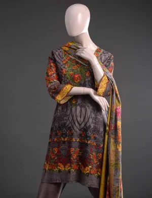 GK-5A - Classically Intricate   |  Unstitched Printed & Embroidered Khaddar Dress