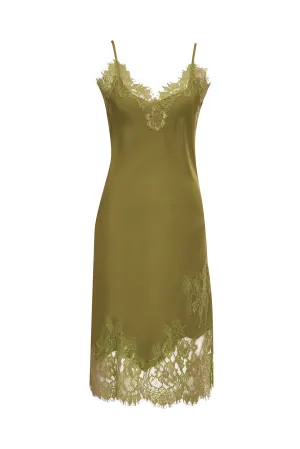 Grace Lace Silk Dress Chartreuse