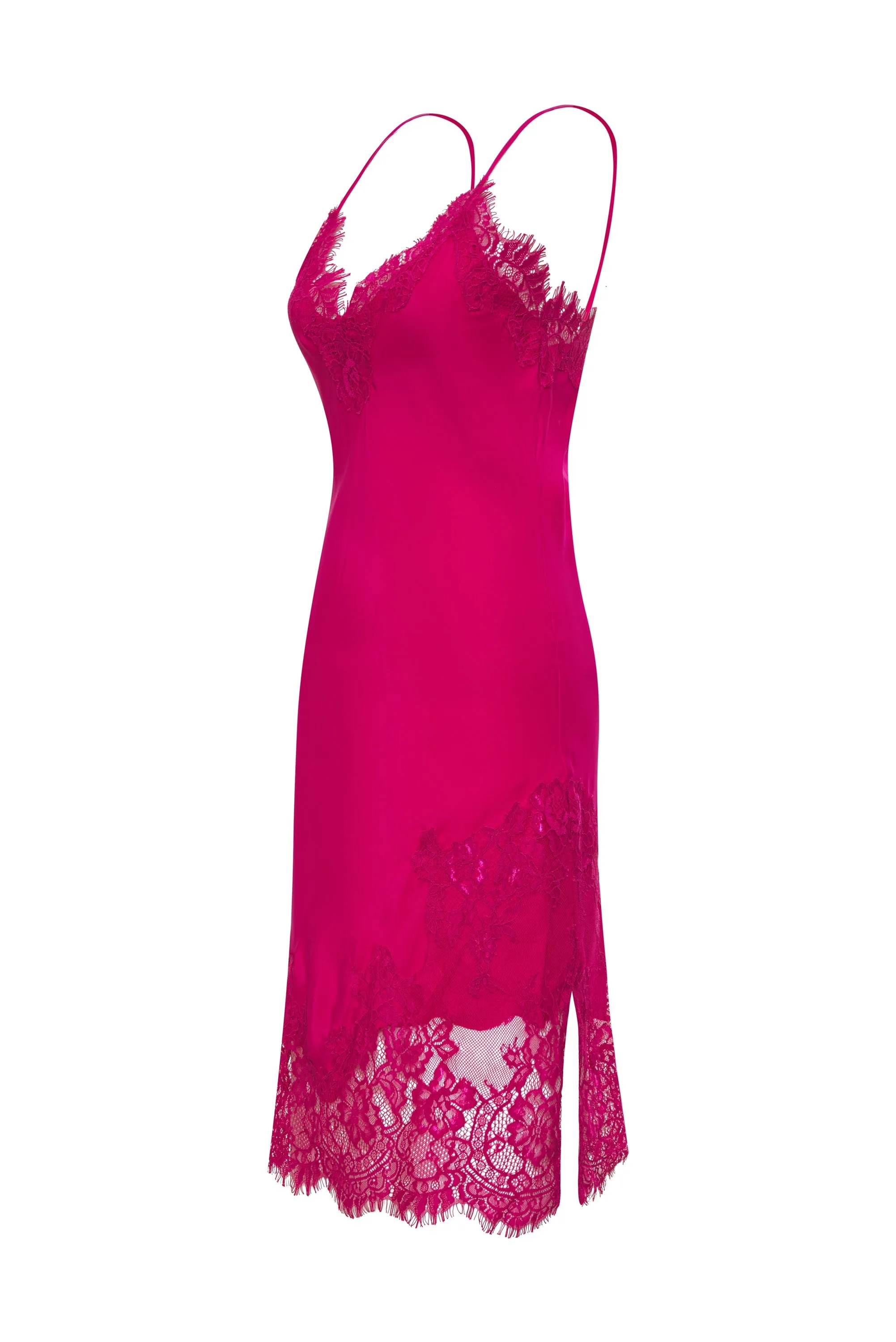 Grace Lace Silk Dress Chartreuse