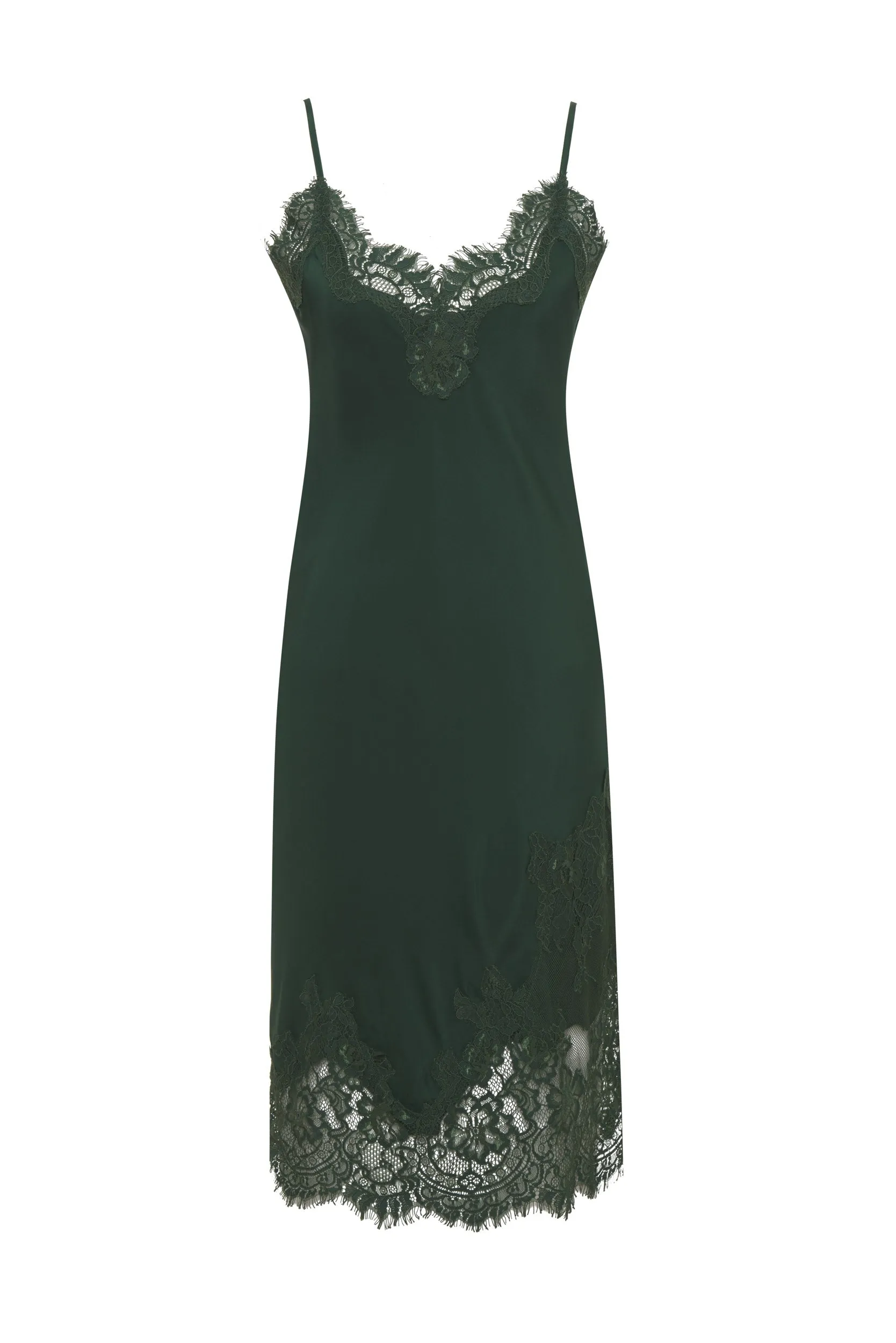 Grace Lace Silk Dress Hunter