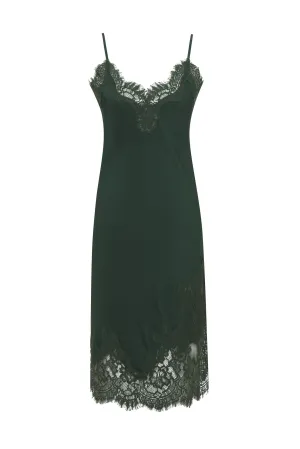 Grace Lace Silk Dress Hunter
