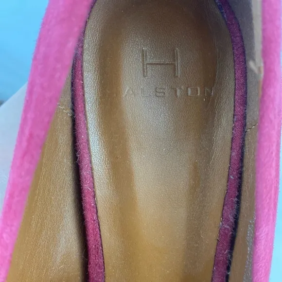 Halston Raspberry Suede Laurel Heels with Pointed Toe