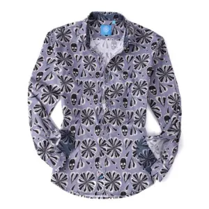 Herman & Murray Lilac Floral Printed Long Sleeve Casual Shirt