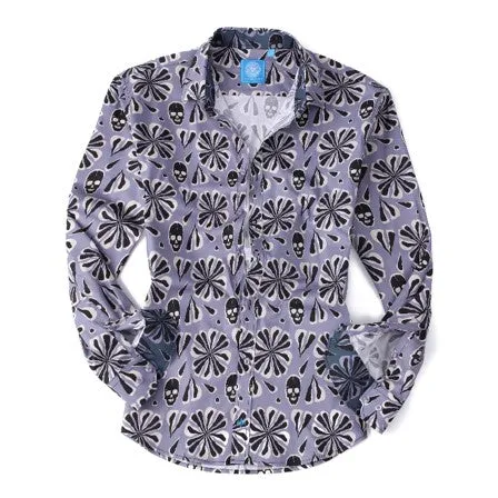Herman & Murray Lilac Floral Printed Long Sleeve Casual Shirt