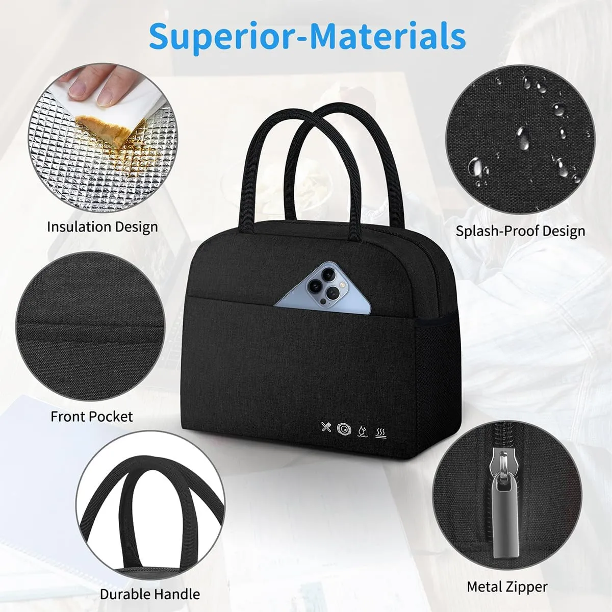 High Capacity Lunch Bag, Insulated Lunch Tote Bag for Travel Work Picnic