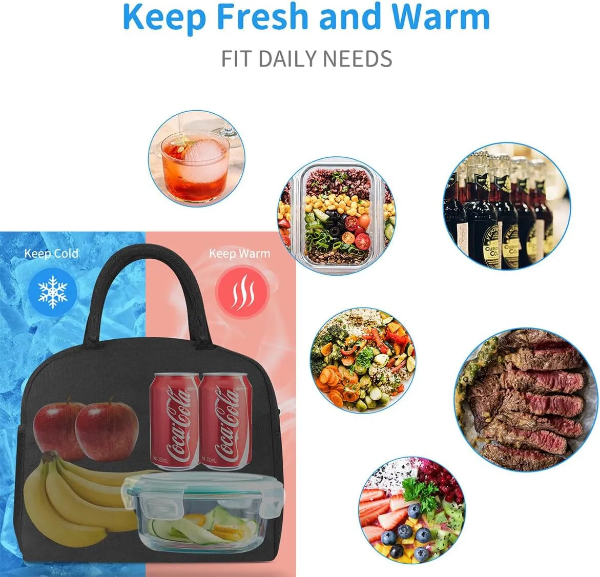 High Capacity Lunch Bag, Insulated Lunch Tote Bag for Travel Work Picnic