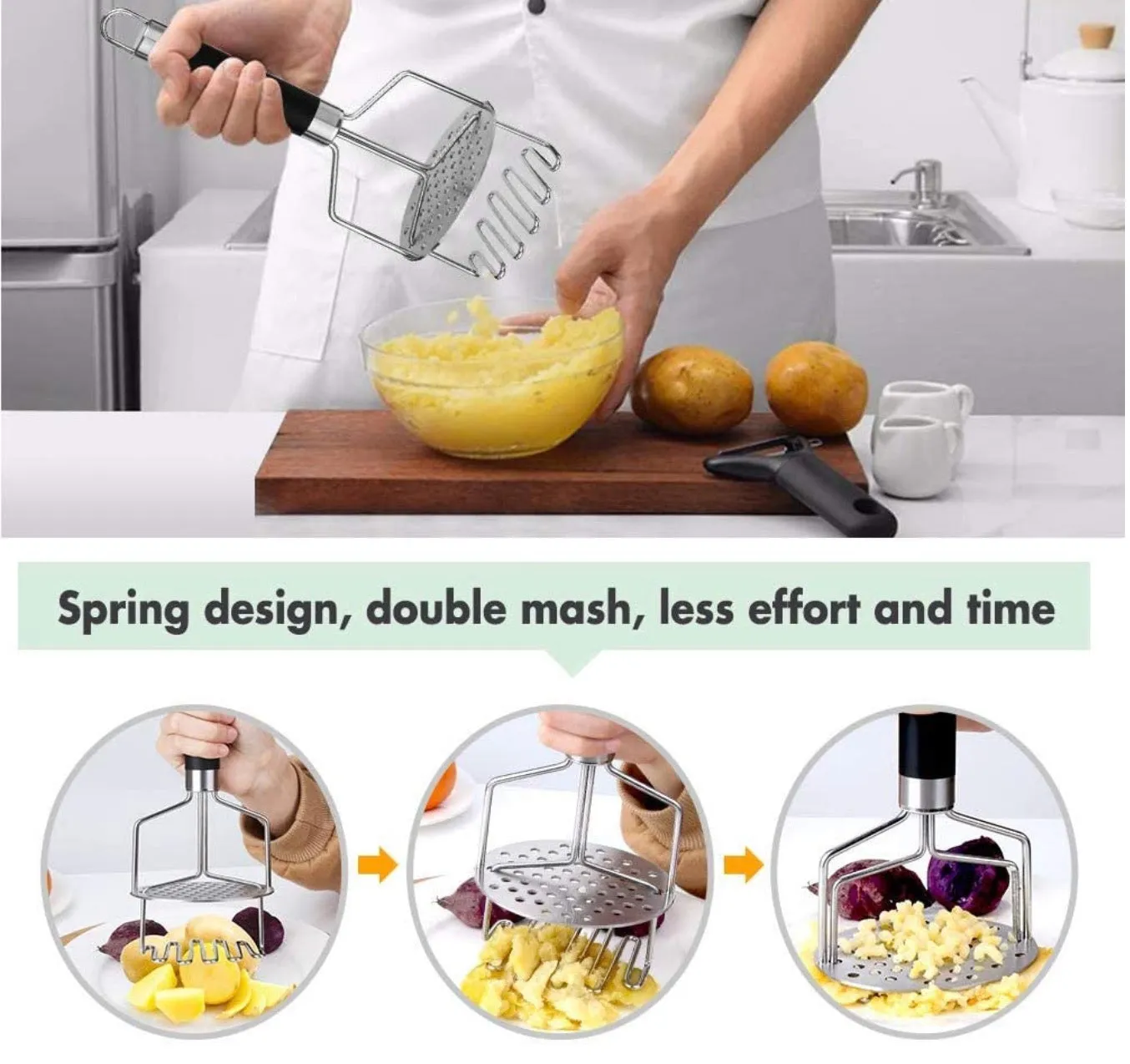 Homlly Stainless Steel Potato Masher